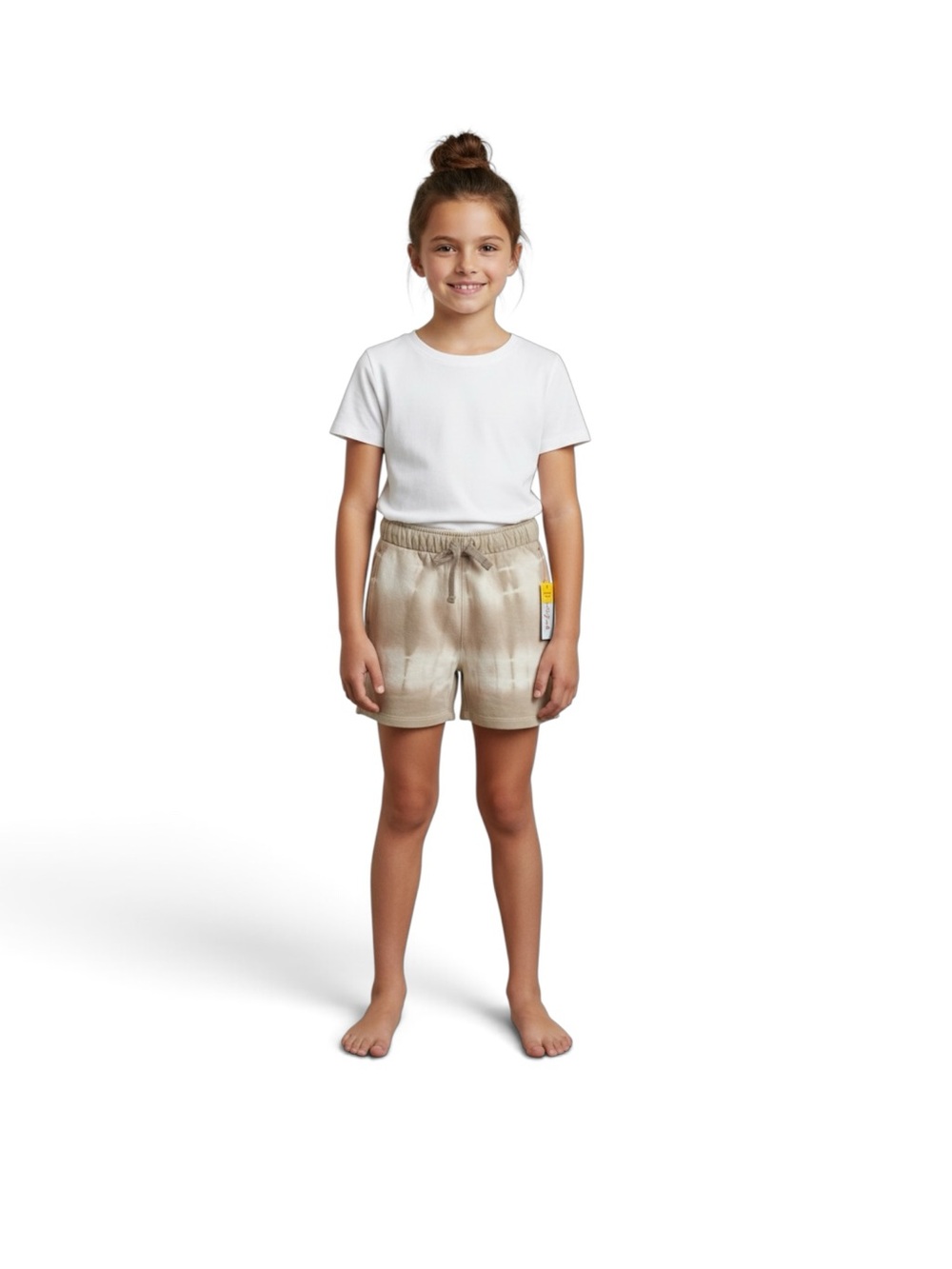 NWT Cat & Jack Girls Dark Beige Tie Dye Above the Knee Knit Shorts. Size 8